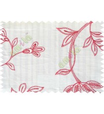White with red premium floral embroidery main cotton curtain designs